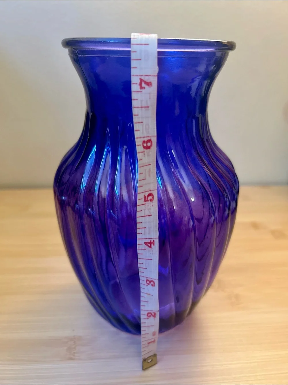Textured Blue Glass Vase Cobalt Tinted Vintage Style Swirl Sculpt SEE PICS